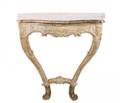 19th C French Marble Top Distressed Console Table