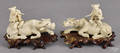 Pair of Chinese carved ivory groups of a woman late 19th c