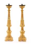 Pair of Italian Carved Giltwood Candle Prickets