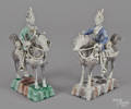 Pair of Staffordshire pearlware figures of Hessian soldiers on horseback 20th c