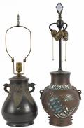 Two bronze table lamps