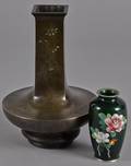 Japanese inlaid bronze vase