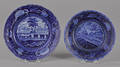 Two Historical blue Staffordshire Baltimore  Ohio Railroad plates 19th c