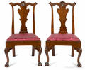 Pair of Philadelphia Chippendale walnut threeshell dining chairs ca 1770