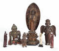 Group of Asian religious wood carved figures