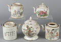 Four Chinese export porcelain teapots