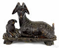Chinese carved hardstone recumbent ram and kid