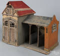 Painted pine model of a stable
