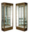 Pair of Tall Brass Bound Display Cabinets