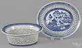 Chinese export porcelain Canton reticulated basket and undertray 19th c
