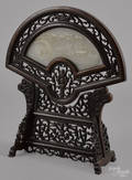 Chinese carved fanshaped rosewood table screen