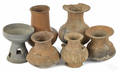Six ancient pottery vessels