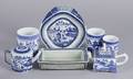 Chinese Canton porcelain threepiece brush holder set