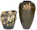 Two Asian earthenware garden urns