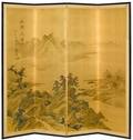 Chinese watercolor folding screen