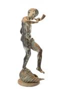 Large Bronze Garden Sculpture Boy with Horn