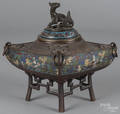 Cloisonn and bronze censer