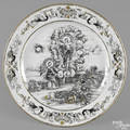 Chinese export porcelain grisaille Ascension plate ca 1750