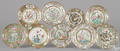 Nine Chinese export famille rose porcelain plates 19th c