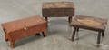 Three primitive wooden foot stools