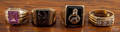 Four mens 10K yellow gold rings