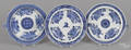 Three Chinese export porcelain blue Fitzhugh warming dishes 19th c