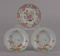 A pair of Chinese export porcelain famille rose shallow bowls ca 1800