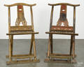 Pair of Chinese painted folding chairs