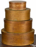 Four stacking Shaker bentwood pantry boxes 19th c