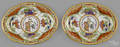 Pair of Worcester Bengal Tiger small platters with armorials late 18th c