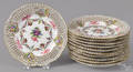 Eleven Dresden reticulated porcelain plates