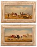 2 Jan Wolski Hungarian Traders Scenes Oil Board