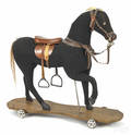 Large felt horse pull toy late 19th c