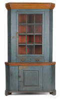 Pennsylvania painted pine twopart corner cupboard ca 1800