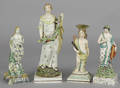 Three English pearlware allegorical figures early 19th c