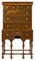 New England William  Mary highboy top with a later bench made base
