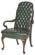 Ethan Allen leather upholstered open armchair