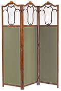 Threepanel mahogany folding screen with line inlay