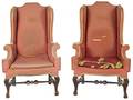 Pair of Queen Anne style mahogany wing chairs