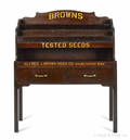 Stained cherry seed cabinet for  Alfred J Brown Seed Co