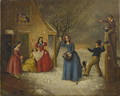 American oil on canvas genre scene mid 19th c