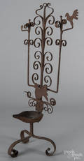 French wrought iron fat lamp