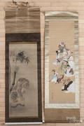 Two watercolor Oriental scrolls