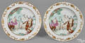 Pair of Chinese export porcelain Judgment of Paris plates ca 1750