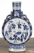 Chinese Qing dynasty blue and white porcelain moon vase