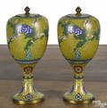 Pair of Chinese cloisonn covered urns ca 1900
