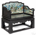 Chinese Zitan and cloisonn throne chair late Qing dynasty