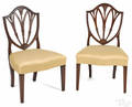 Pair of Hepplewhite mahogany shieldback dining chairs ca 1795