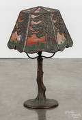 Handel bronze and slag glass boudoir lamp
