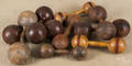 Collection of nine wood dumbbells